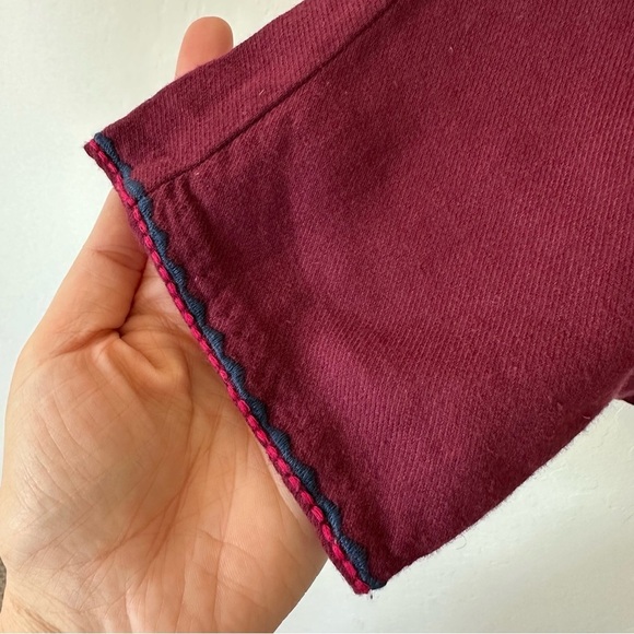 Madewell Wool Cotton Blend Maroon Boheme Embroidered Popover Top Extra Small - Picture 5 of 7